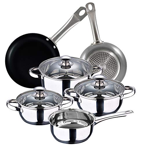 San Ignacio - Cocina - Batería 7 piezas Faro y Set 2 sartenes Ø20/Ø24 cms, aluminio prensado, antiadherente, inducción