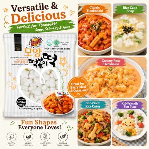 Korean Tteokbokki Rice Cakes, Unha's Fun Shapes, 14.10 oz 2 Pouches - image 9