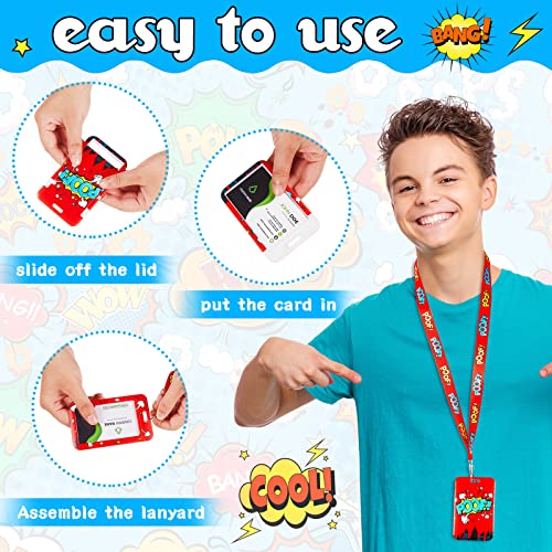 5 Sets Colored Hero Id Badge Holder With Lanyard Detachable Lanyard With Cute Id Card Holder Silky Strap Neck Lanyard Id Holder Clip Clasp Hard Id Name Lanyard Case For School Kids Boys Students Teens #TOP3