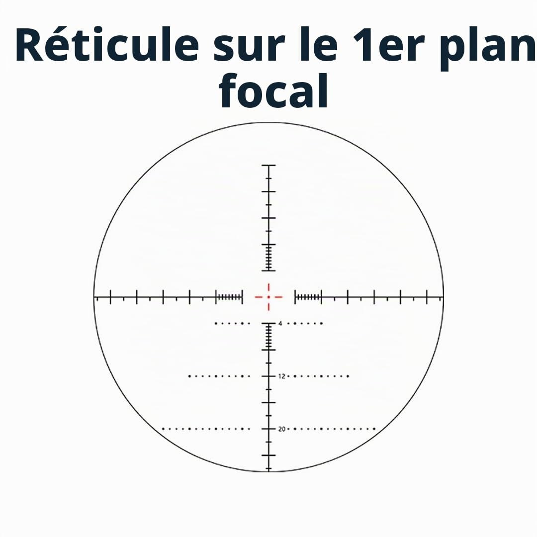 Vector Optics SCFF-57 Sentinel 6-24x50 FFP MOA Lunette de visée pour le sport, l'airsoft et la chasse, fusil à air, visière cible, lunette de visée pour fusil, Rifle Scope, nombreux accessoires