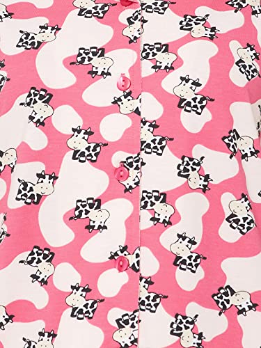 Image of Clovia Women's Cotton Pretty Florals Button Me Up Shirt & Pyjama