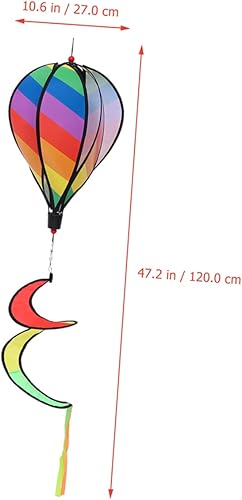 Miniatura 7 de Yardwe Globo de aire caliente viento al aire libre 2pcs jardín molino ornamento arco iris Windsock decoración de patio