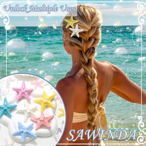 Pinzas para cabello Starfish 6 piezas colores rosa y azul miniatura 6