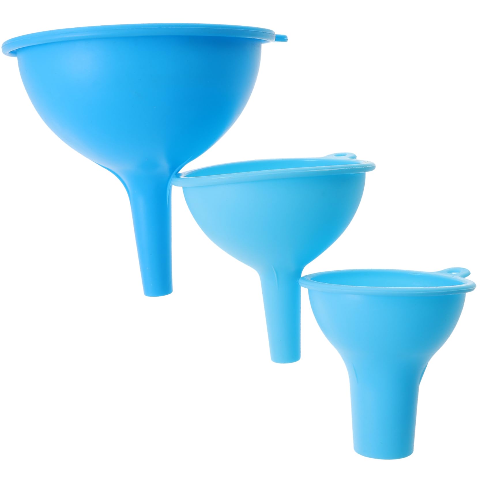 BEBEMOKO 3pcs Silicone Funnel Shaped Kitchen Oil and Liquid Transfer Funnels for Filling Multi-Functional Cooking Utensils Various