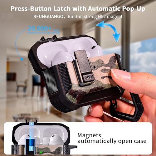 Image of AirPods Pro 3 Case with Safety Lock Phone Stand Magsafe, Camouflage