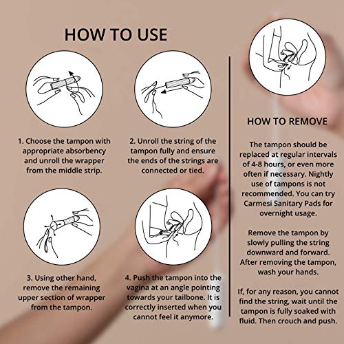 Carmesi 100% Organic Cotton Tampons - 16 Super for Heavy Flow - FDA Approved - Biodegradable - Made in Europe - Dermatologically Tested - No Chemicals - Rash-Free, White - Image 7