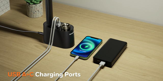 Image of Honeywell H01 Pro Compact LED Desk Lamp with A+C Charging Port