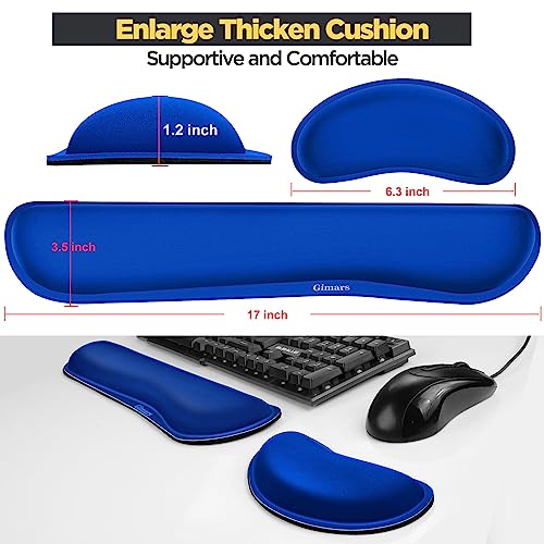 Image of Gimars Superfine Fiber Widen Memory Foam Set Nonslip Mouse Pad Wrist Support & Keyboard Wrist Rest Support for Office, Computer, Laptop & Mac & Comfortable & Lightweight for Easy Typing & Pain Relief