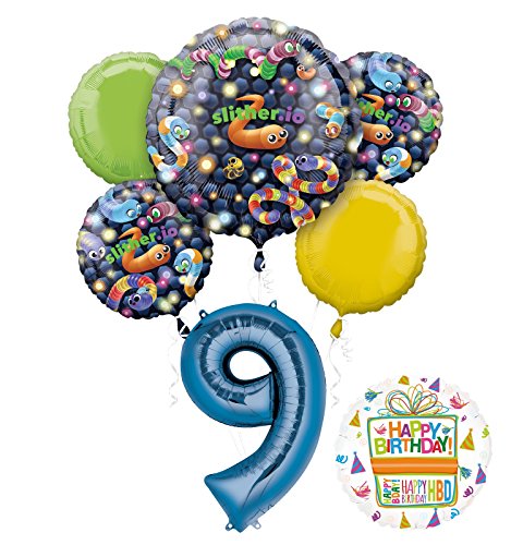 Mayflower Slither.io Party Supplies 9th Birthday Video Game Balloon Bouquet Decorations
