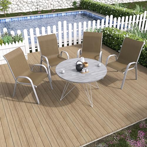 Amopatio NBGF016 Patio Chairs Set Of 4, Outdoor Stackable Dining Chairs For All Weather, Comfortable Breathable Patio Dining Chairs Silver Outdoor Chairs Garden Outdoor Furniture For Backyard Deck thumb #5