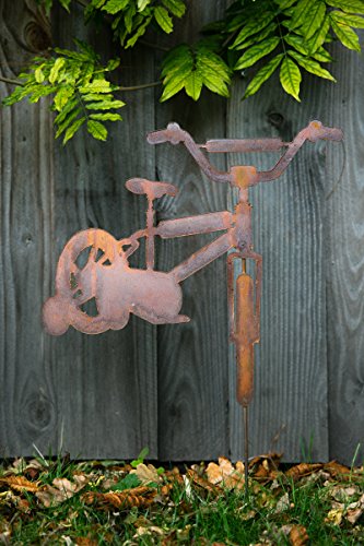 KUHEIGA Gartenstecker Fahrrad, Rost H: 60cm Pflanzstecker Gartenstab...