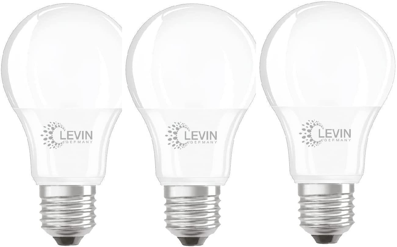 Levin Germany LED Bulb 9W E27 – 3000K Warm White | 60W Equivalent | Energy Saving A+ | 20000h Lifetime | 95 Lm/W | No UV or Mercury | CRI > 80 | Pack of 3 | 2-Year Warranty