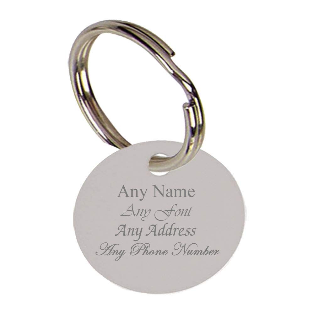 All Things Personalised Étiquette Ronde gravée pour Animal Domestique, Mesure 19 mm, argentée, idéale pour Tout Animal de Compagnie.