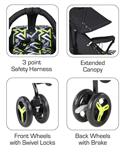 Image of Luvlap Joy Stroller Buggy - Printed Black