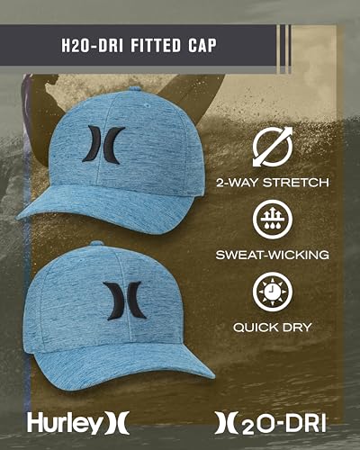 Image of Hurley Men's Baseball Cap - Lightweight Curved Bill H2O Dri Fitted Caps for Men