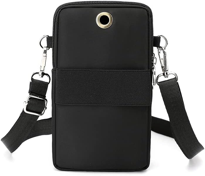 Roomy Crossbody Bag Cellphone Shoulder Pouch Purse for iPhone 17 16 Pro Max Samsung Galaxy S25 S24 Ultra A15 A16 A17 (Black)