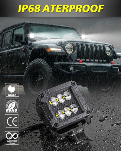 Image of 3 Inch LED Pods 120W CREE LED Cubes 3x3 Offroad Driving Lights | Focus Spot Beam, High Intensity CREE LEDs Square LED Cube Lights Ditch Lights Headlight for Truck Motorcycle Pickup UTV ATV