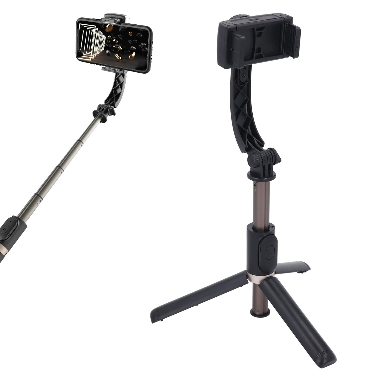 Stabilizator Gimbala do Telefonu, Składany Gimbal do Smartfona z Pilotem, Regulowany Zacisk 360°, Wysuwany Drążek do Selfie,Statyw do Telefonu Zapobiegający Wstrząsom do Vlogowania