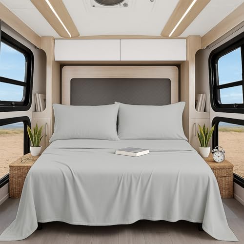 Shreem Linen Luxury 4 Piece Microfiber RV Sheet Set, Deep Pocket Fits...
