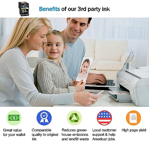 Cartlee Remanufactured Ink Cartridge Replacement for HP 63XL 63 XL for HP Printers Officejet 3830 Envy 4520 Officejet 4650 5258 5255 5200 4652 4655 4512 Deskjet 3632 3630 (1 Black) - Thumbnail 2