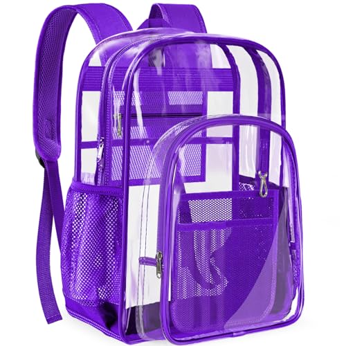 Image of PAMANO Clear Backpack Transparent Heavy Duty School PVC Bookbag See Through Bag Boys and Girls for College Work Travel Security