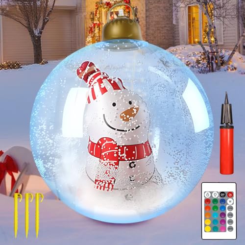 NAVESO Aufblasbare Weihnachtskugeln, LED Weihnachtsdekorationen,...