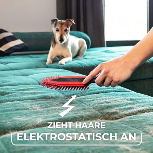 Vileda Pet Pro Elektrostatische Bürste, Tierhaarentferner für Textile Oberflächen, elektrostatische Kraft, langlebiges Silikonmaterial, ideal für Enge Stellen, ergonomisches Design, abwaschbar