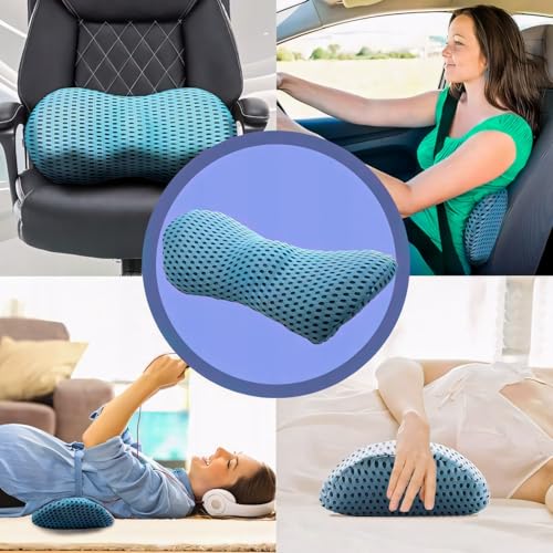 Retoo Lendenkissen Orthopädisches 23x13x46 cm, Lendenwirbelkissen aus Memory Foam, Rückenstützkissen mit Atmungsaktives Material, Universell für Bett, Stuhl, Auto, zur Schmerzlinderung im unteren Rück