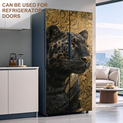 Image of Black Panther Gold Damask Portrait Door Mural 30.31x78.74in