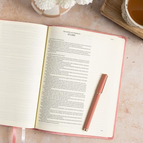 KJV Notetaking Bible, Large Print Edition, Soft Pink LeatherTouch, Red Letter, Wide Margins, Journaling Space, Single-Column, Reading Plan, Easy-to-Read Bible MCM Type - image 4