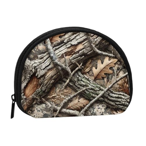 Portable Coin Purse Mossy-Tree-Camo-Leaves Mini Zippered Money Pouch Card Holder