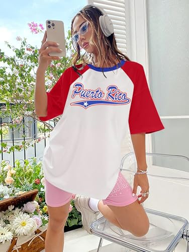 Puerto Rico Shirt Womens Y2k Aesthetic Tops Oversized Boricua Graphic Tees Vintage 90s Short Sleeves Shirts2
