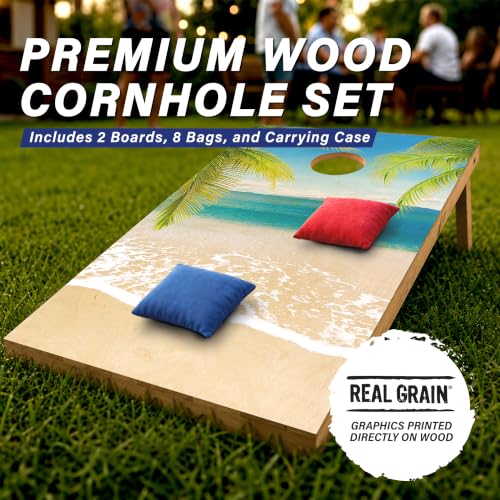 Image of GoSports 4 x 2 ft Regulation Size Wood Cornhole Boards - 10 Vintage Wood Designs (Choose Your Style)
