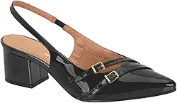 Sapato Feminino Slingback Salto Bloco Confortável Casual