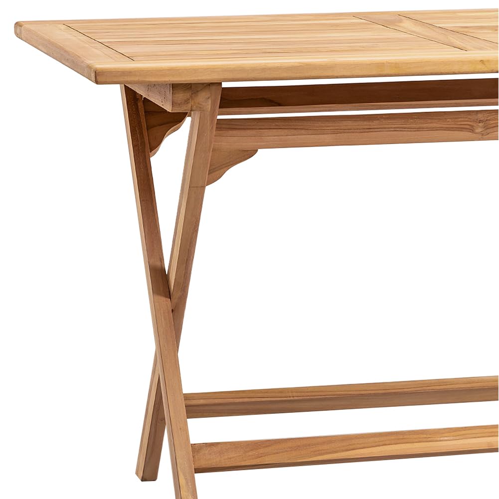 Tavolo Da Giardino Pieghevole BAKAJI In Legno Teak 120x70 Cm - Rettangolare Per Balcone, Terrazzo, Bar | Richiudibile E Salvaspazio - Foto 4