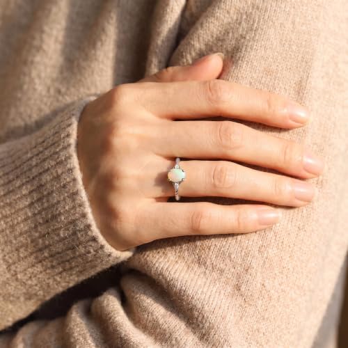 Image of Rylos Sterling Silver Classic Birthstone Ring - 7X5MM Oval Gemstone & Diamonds - Women's Jewelry, Sizes 5-10
