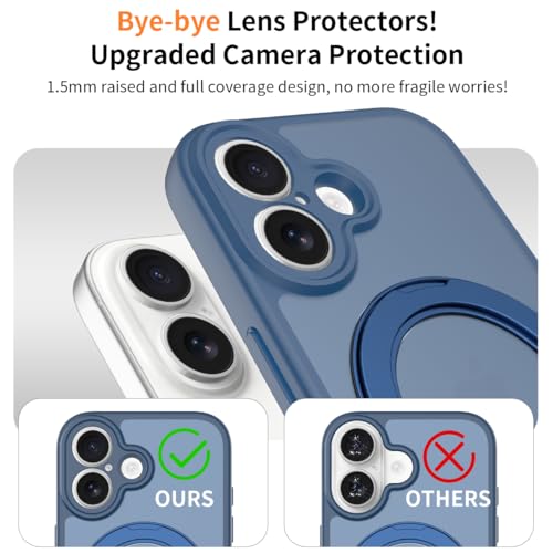 Image of Magnetic Case for iPhone 17 with Magnetic Ring Stand, [Compatible with Magsafe] [Military Grade Drop Protection] Shockproof Phone Cover for iPhone 17 Full Camera Protection 6.3 inch Blue