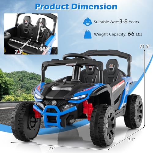 OLAKIDS 12V Ride on Car UTV, Electric Off-Road Truck with Remote Control, Lockable Doors, Safety Belt, Horn, Music, Lights, 4 Wheeler Toys for Kids Toddlers Aged 3+ Years (Blue) - image 6
