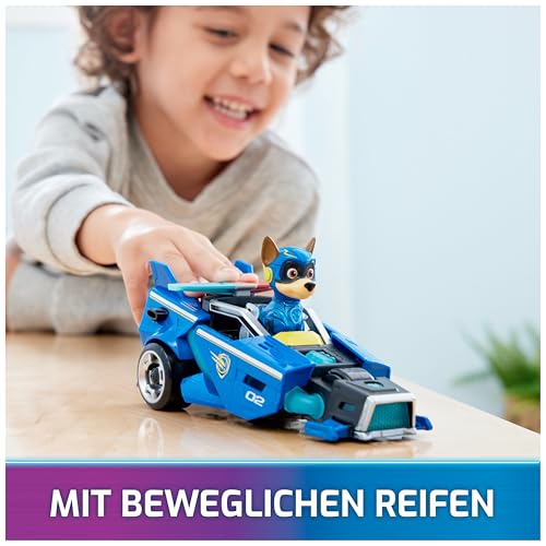 PAW PATROL: Der Mighty Kinofilm, Superhelden-Fahrzeug Spielzeugauto von Chase mit Welpenfigur, Polizeiauto mit Licht- und Geräuscheffekten… – Ansicht 6