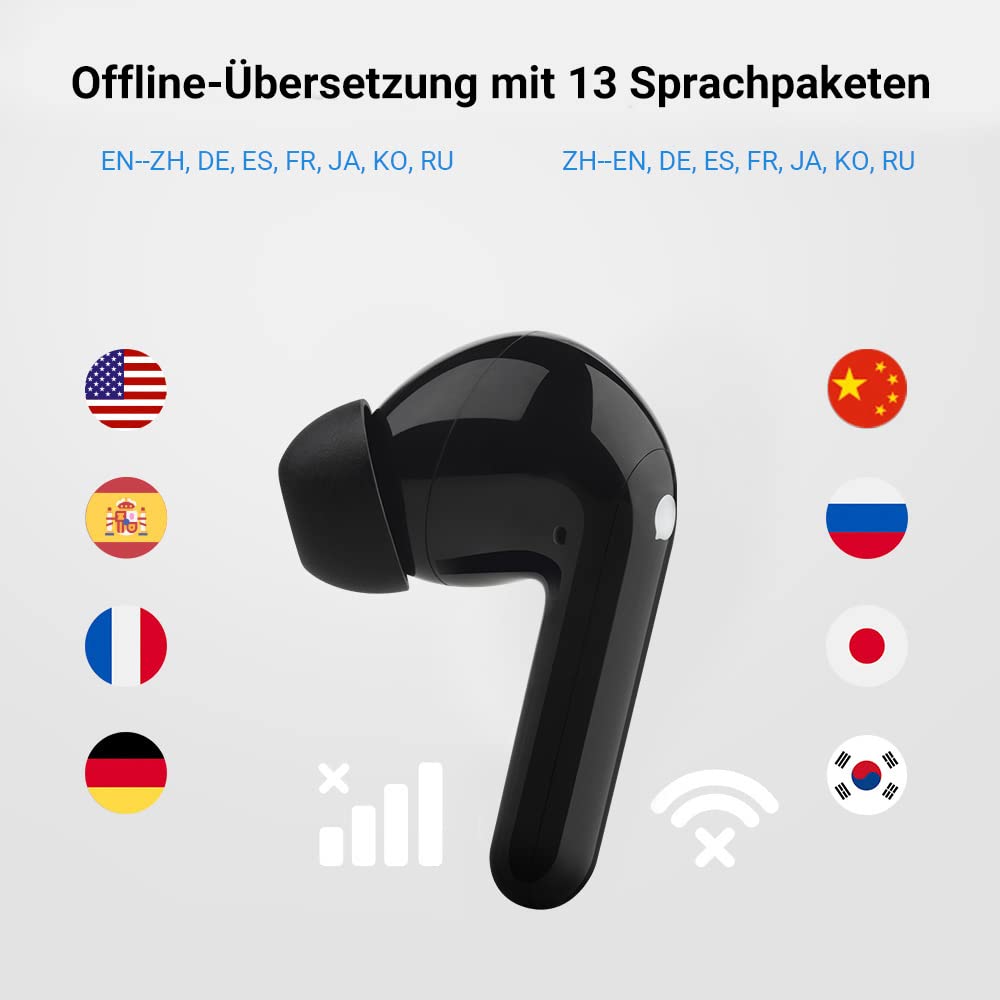 Timekettle M3 Übersetzungsgerät Zwei-Wege-Übersetzer-Kopfhörer 40 Sprachen 93 Dialekte Online Offline iOS Android