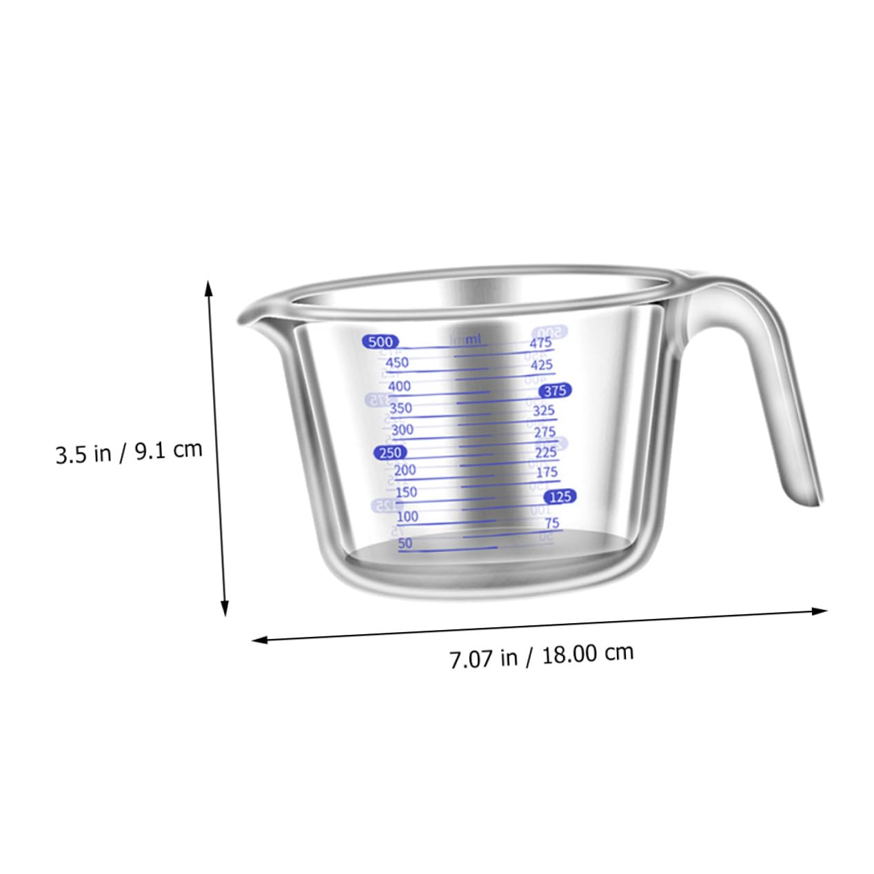 Glasmessbecher aus Glas 500ml mit Skala, Wiederverwendbar