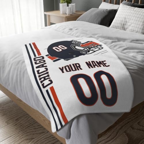 Image of Chicago Throw Blanket Custom Name and Number Personalized Gifts for Men and Women