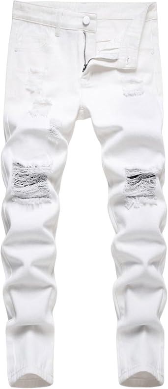 Boys Stretch Comfy Ripped Jeans Skinny Fit Destroyed Distressed Fashion Washed Denim Jeans Pants 3-16 Years