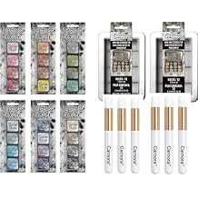 Tim Holtz Ranger Mini Distress Oxide Ink Cube Pads, Kits 1-6, 24 Colors, 2 Organizer Tins for All 24 Inks, 6 Carnora Blending Brushes