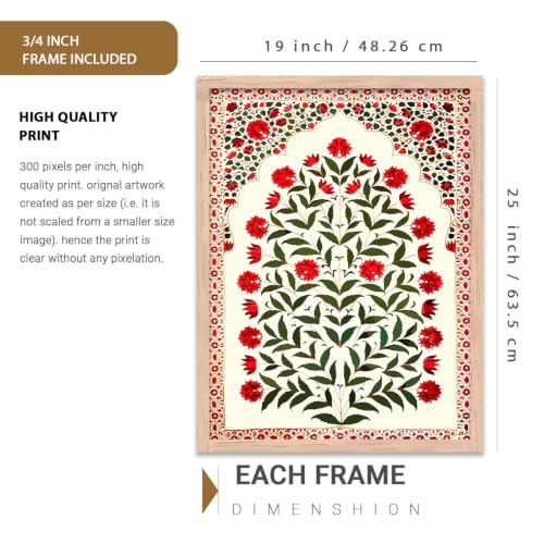 Image of kotart Premium Digital Madhubani Paintings with Frame for Home Decoration - Traditional Painting for Living Room Bedroom Office Room Decor - Painting for Wall Decoration - Pack of 6 (Art 6, 19x25 inch)