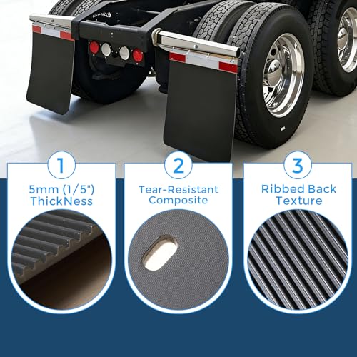 Image of 24 inch x 30 inch Mud Flaps for Semi Trucks 1 /5 inch Thick Mud Flaps Universal Mudflaps Semi Trucks 2 Pack