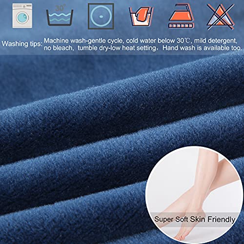 Image of SINOSSO Vanity Stool Covers Set of 4, Super Soft Velvet Stretch Washable Saddle Bar Stool Slipcover Bench Seat Protector, (Rectangle, Navy Blue, 4 Counts)