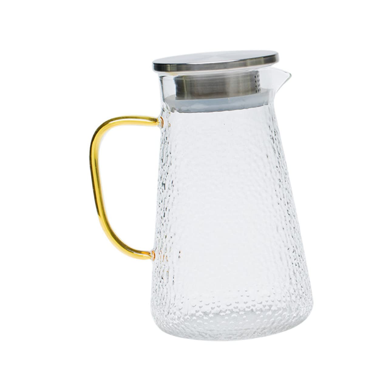 Jarra de Vidrio Delicada Multifuncional y Fácil de Almacenar Tapa de Acero Inoxidable de 1300ml Resistente para Agua Fría y Cerveza Adecuado para Picnics y Fiestas