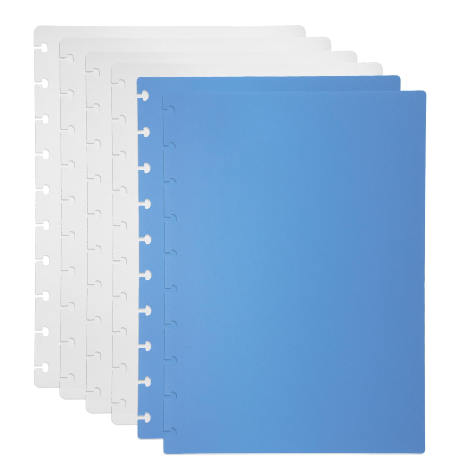 PATIKIL 1 Set Discbound Notebook Cover, 10 x 7.1 B5 Letter Size PP Disc Planner Cover for Notebook Planner Office Product, White/Blue