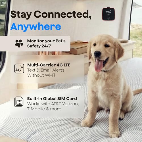 Image of Waggle 4G Pet Temperature Monitor with GPS & AQI - No WiFi Needed - Real Time App, SMS & Email Alerts - RV, Car & Home Safety Device - Power Outage Alerts - Subscription Required